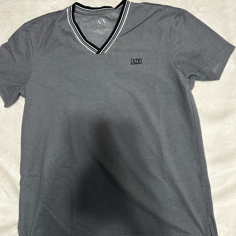 Armani Exchange Black and Gray V-Neck Shirt